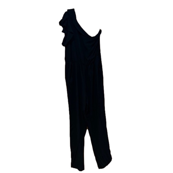 Anthropologie Greylin Black One Shoulder Ruffle Jumpsuit Women’s Size Medium - Picture 3 of 5